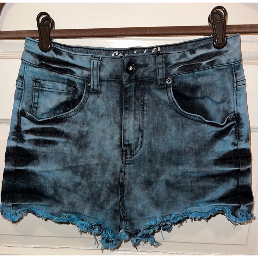 Special A‎ Turquoise Teal Stonewash Cutoff Jean Shorts Size Small (24" Inseam)